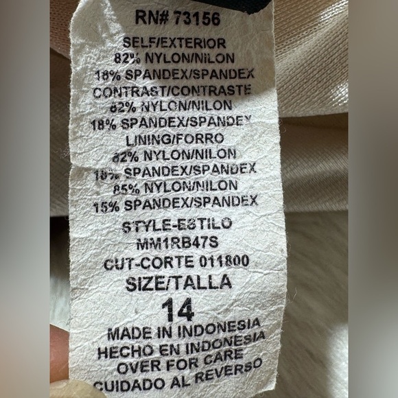 Maxine of Hollywood Bathing Suit Sz 14 Swim Dress Padded Blue Floral One Piece - Picture 14 of 17